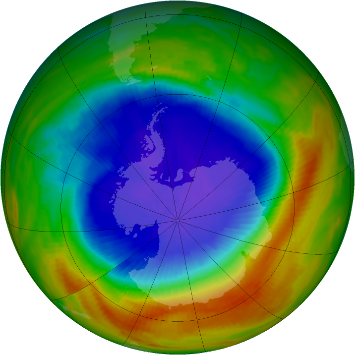 Antarctic ozone map for 18 October 1991